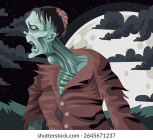 zumbi mal assustador na noite escura
