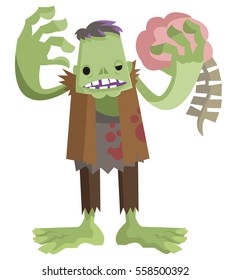 evil cute zombie eating a brain