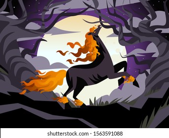 evil dark hell nightmare fire horse