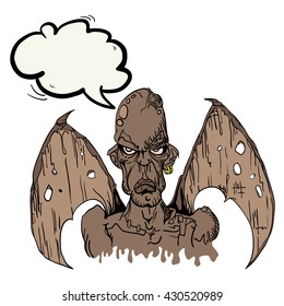 evil demon with speech bubble cartoon