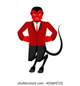 Evil Devil. Angered by Satan. Red Demon furious. Angry Lucifer. prince of darkness and underworld. Religious and mythological character, supreme spirit of evil. Diablo Lord of Hell
