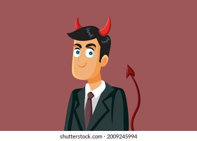 Evil Devil Businessman Vector Cartoon Illustration, Devilish capitalist billionaire with bad morals and ethics committing fraud being greedy
