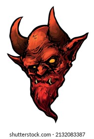 evil devil demon head with horns vector illustration