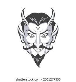 Evil devil face with horns. Vector Image