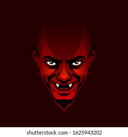 Evil devil red face on a dark background