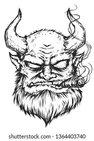 evil devil Smoking a cigar