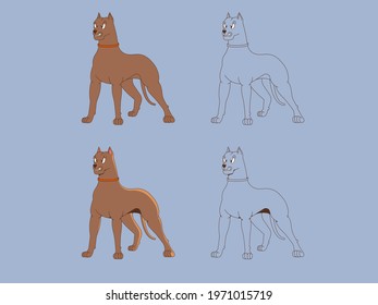 An evil dog of the Great Dane breed. Isolated vector image in eps format. 