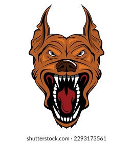 An evil dog. Vector illustration of a pet Animal. Barking dog bares his teeth and growls