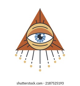 Evil doodle eye. Hand drawn witchcraft eye talisman, magical religion sacred symbol. Hand drawn talisman. Flat design. Contemporary modern trendy vector illustration.