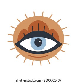 Evil doodle eye. Hand drawn witchcraft eye talisman, magical religion sacred symbol. Hand drawn talisman. Flat design. Contemporary modern trendy vector illustration.