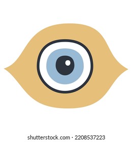 Evil doodle eye. Hand drawn witchcraft eye talisman, magical religion sacred symbol. Hand drawn talisman. Flat design. Contemporary modern trendy vector illustration.