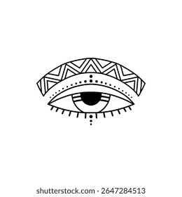 Mau olho de rabiscar. Talismã de olho mágico bruxaria desenhado à mão, olhos esotéricos mágicos, religião símbolos de geometria sagrada ícone de ilustração vetorial. Amuleto talismã, vários design de lembrança de sorte