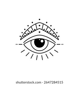 Mau olho de rabiscar. Talismã de olho mágico bruxaria desenhado à mão, olhos esotéricos mágicos, religião símbolos de geometria sagrada ícone de ilustração vetorial. Amuleto talismã, vários design de lembrança de sorte