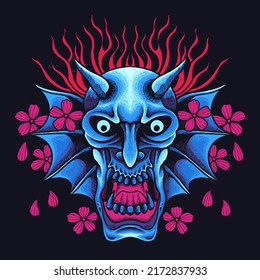 evil dragon print vector illustration