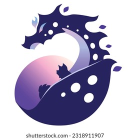 The evil dragon protects the big bright egg