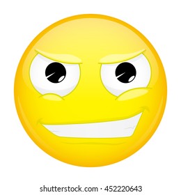 Evil emoji. Bad emotion. Wicked emoticon. Vector illustration smile icon.