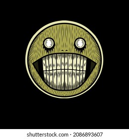 evil emoticon on black background.