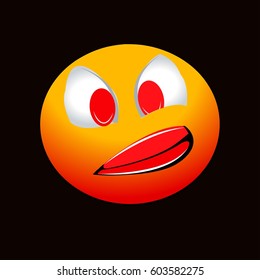 Evil emotional smile on a black background. Vector illustration