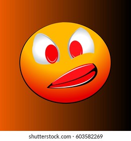Evil emotional smile on an orange background. Vector illustration