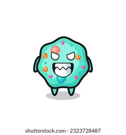 evil expression of the amoeba cute mascot character , cute style design for t shirt, sticker, logo element