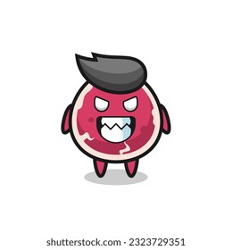 evil expression of the beef cute mascot character , cute style design for t shirt, sticker, logo element