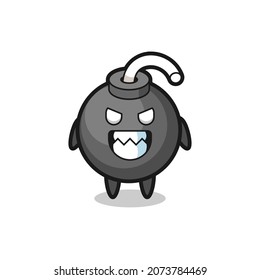 expresión malvada de la bomba lindo personaje de mascota , diseño de estilo lindo para camiseta, pegatina, elemento logo