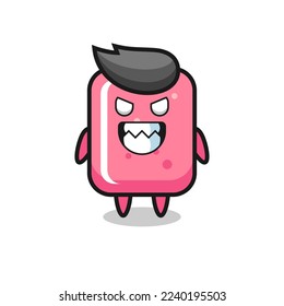 evil expression of the bubble gum cute mascot character , cute style design for t shirt, sticker, logo element
