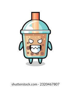 evil expression of the bubble tea cute mascot character , cute style design for t shirt, sticker, logo element