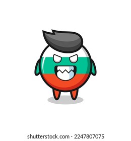 evil expression of the bulgaria flag badge cute mascot character , cute style design for t shirt, sticker, logo element