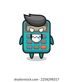 evil expression of the calculator cute mascot character , cute style design for t shirt, sticker, logo element