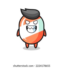 evil expression of the candy cute mascot character , cute style design for t shirt, sticker, logo element