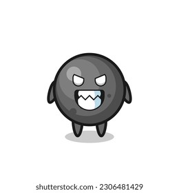 evil expression of the cannon ball cute mascot character , cute style design for t shirt, sticker, logo element