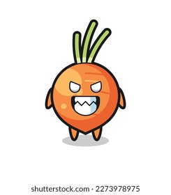 evil expression of the carrot cute mascot character , cute style design for t shirt, sticker, logo element