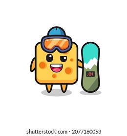 expresión malvada del personaje de mascota lindo del queso, diseño de estilo lindo para camiseta, pegatina, elemento logo
