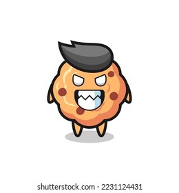 evil expression of the chocolate chip cookie cute mascot character , cute style design for t shirt, sticker, logo element svg