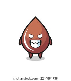 evil expression of the chocolate drop cute mascot character , cute style design for t shirt, sticker, logo element