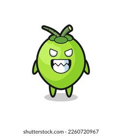 evil expression of the coconut cute mascot character