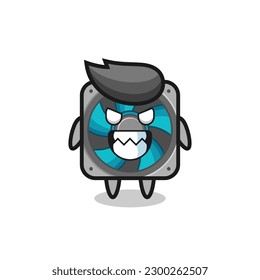 evil expression of the computer fan cute mascot character , cute style design for t shirt, sticker, logo element