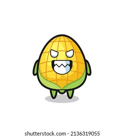 evil expression of the corn cute mascot character , cute style design for t shirt, sticker, logo element