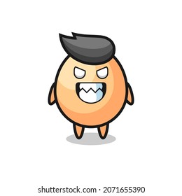 expresión malvada del personaje de mascota lindo del huevo , diseño de estilo lindo para camiseta, pegatina, elemento logo