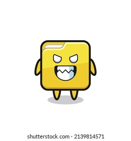evil expression of the folder cute mascot character , cute style design for t shirt, sticker, logo element