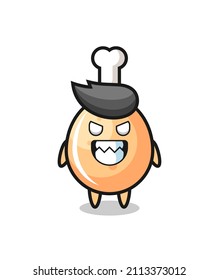 evil expression of the fried chicken cute mascot character , cute style design for t shirt, sticker, logo element