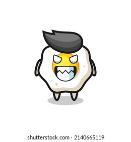 evil expression of the fried egg cute mascot character , cute style design for t shirt, sticker, logo element