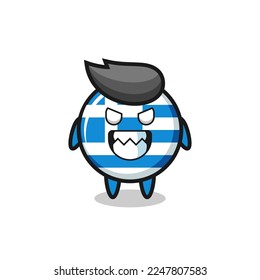 evil expression of the greece flag cute mascot character , cute style design for t shirt, sticker, logo element