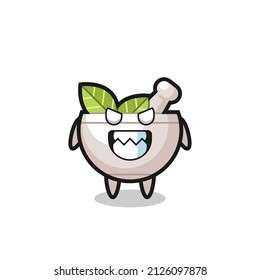 evil expression of the herbal bowl cute mascot character , cute style design for t shirt, sticker, logo element