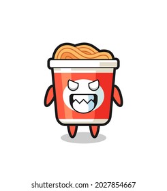 expresión malvada del fideo instantáneo lindo personaje de mascota , diseño de estilo lindo para camiseta, pegatina, elemento logo
