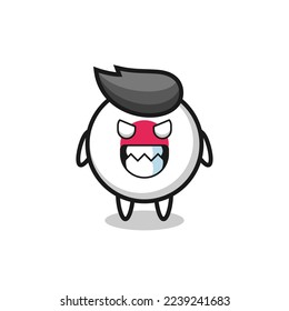 evil expression of the japan flag badge cute mascot character , cute style design for t shirt, sticker, logo element