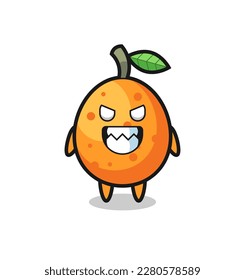 evil expression of the kumquat cute mascot character , cute style design for t shirt, sticker, logo element