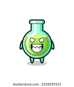 evil expression of the lab beakers cute mascot character , cute style design for t shirt, sticker, logo element