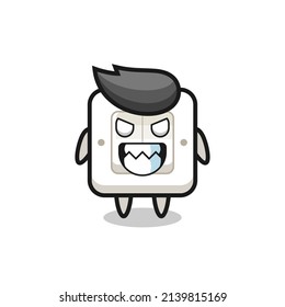 evil expression of the light switch cute mascot character , cute style design for t shirt, sticker, logo element